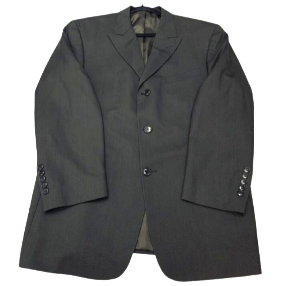 Jones New York City Men’s Blazer 42S Dark Charcoal Gray 100% Wool Sport Coat